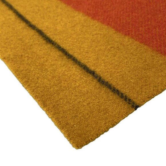 Auth HERMES Rocabar - Dark yellow Orange Black Wool Scarf - Picture 4 of 5